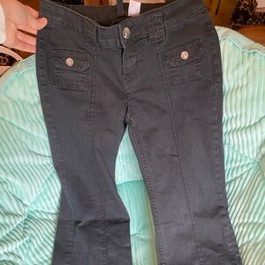 low rise black flared jeans